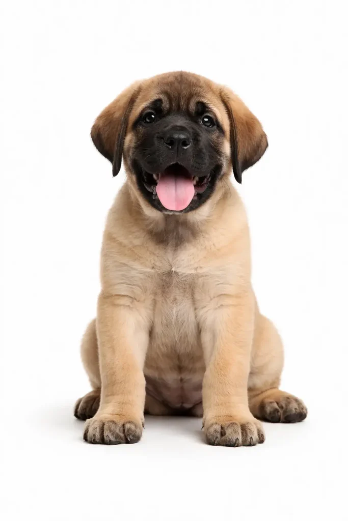 English Mastiff puppy sitting – English Mastiff weight calculator